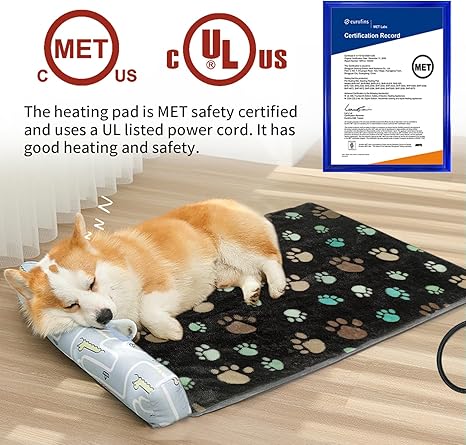 Large Dog Heating Pad 36x24 in Puppy Heating Pad Mat,Waterproof Smart Thermostat Switch, Whelping Supplies Heated Dog Bed,Adding Wire Rope Wires -Whelping Box for Dogs with Plush Fabric Cover