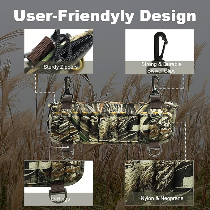 8 Fans Waders Shell Holder,Neoprene Wader Shell Clip with 24 Shell Loops for Marsh Duck Hunting
