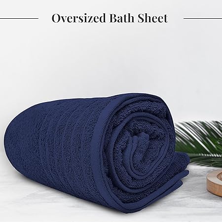 Tens Towels Pack of 1 Jumbo Bath Sheet 40 x 80 Inches, Extra Large Light Weight, Quicker to Dry, 100 Cotton, Super Soft Absorbent, Perfect to Wrap Yourself in, Navy