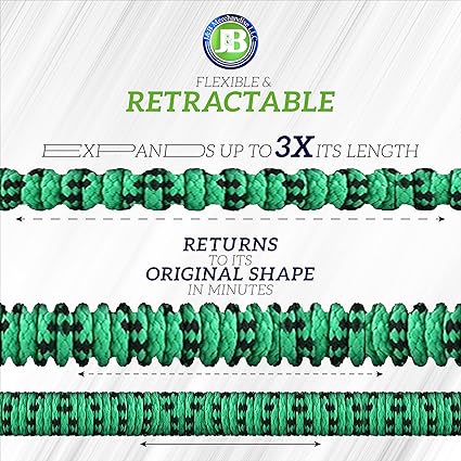 JB XpandaHose 50ft Expandable Garden Hose with Holder - Heavy Duty Superior Strength 3750D - 4 -Layer Latex Core - Extra Strong Brass Connectors and 10 Spray Nozzle with Storage Bag (Green 50)