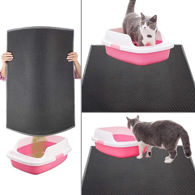 Cat pad, Waterproof Cat Mat, Double-Layer Sand Leakage cat Box, Non-Slip cat pad, Cat Mat, Double Layer Traps Mat for Pets