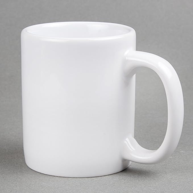 Creative Home - 85355 Creative Home Set of 6 Piece, 12 oz Ceramic Coffee Mug Tea Cup, 3-14" D X 4" H, White
