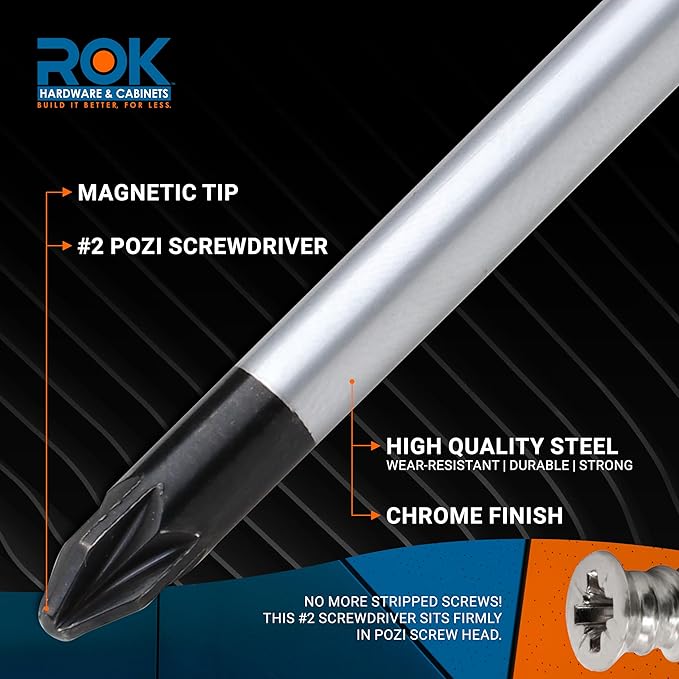 Pozi 2 Screwdriver, Chrome Shaft in Black with Orange Handle, ROKPOZI