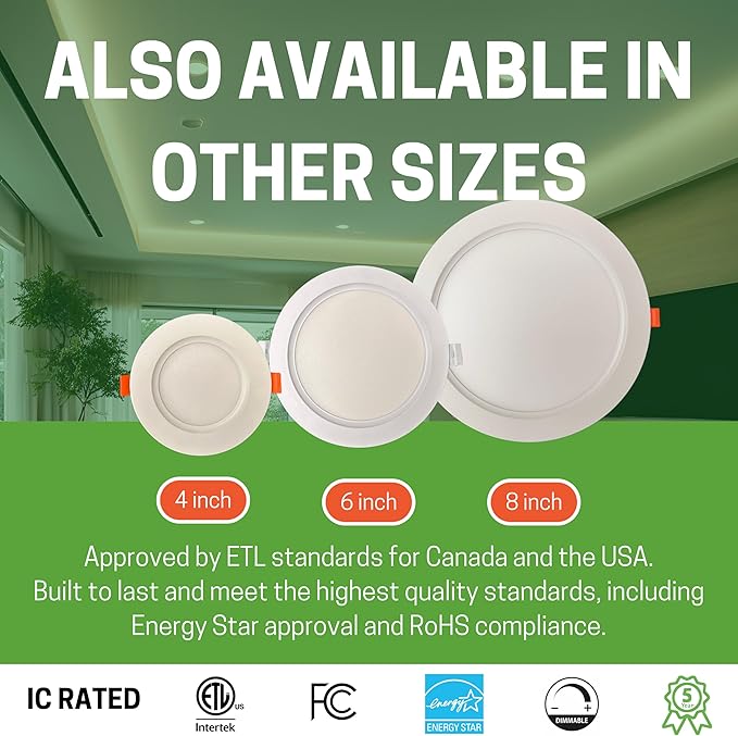 6 Inch Recessed LED Light, 6 Inch Retrofit LED Recessed Light, 16W Dimmable Slim LED Downlight, 3CCT Tunable 3000K4000K5000K Fixture