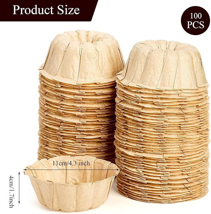 4 Inch 100 Pcs Bundt Cake Pan, Bundt Cake Pan Nonstick, Greaseproof Paper Liner, Mini Fluted Tube Pan Liner, Nonstick Greaseproof Heat Resistant Paper Cake Pan Liners 100pcs