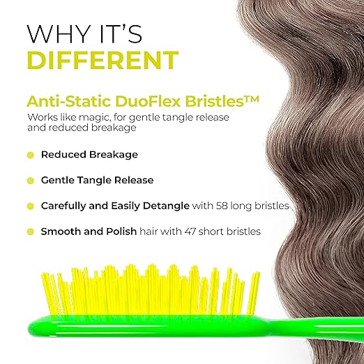 FHI Heat UNbrush Detangling Brush for Pain-Free Brushing on All Wet or Dry Hair Types Durable DuoFlex Anti-Static Bristles, Lightweight Handle, Vented Hair Brush