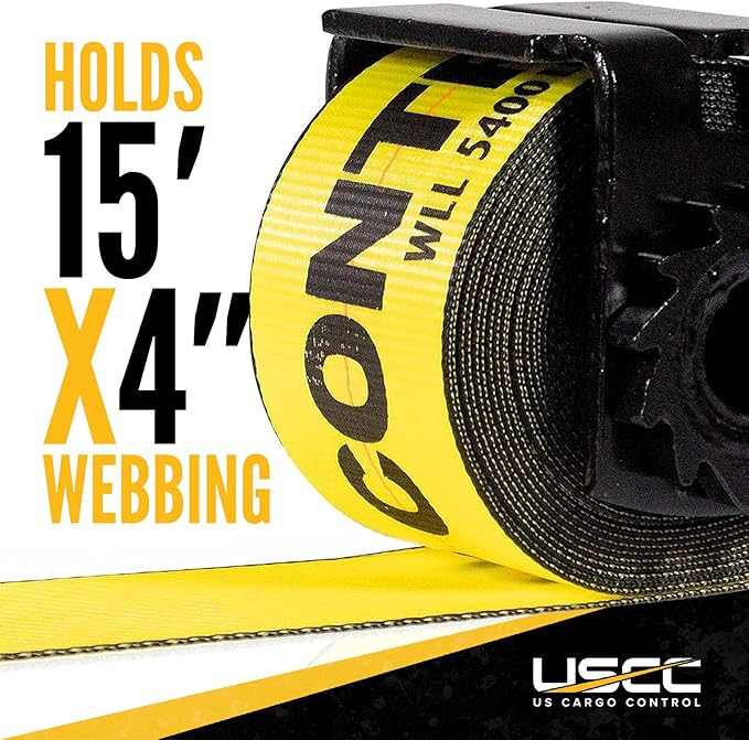 US Cargo Control Low Profile Sliding Winch for Double L Tracks, 4 Inch Winch Holds Up to 15 Feet of Webbing, Slides to Any Position for Winch Control, 5,500 LBS Working Load Limit