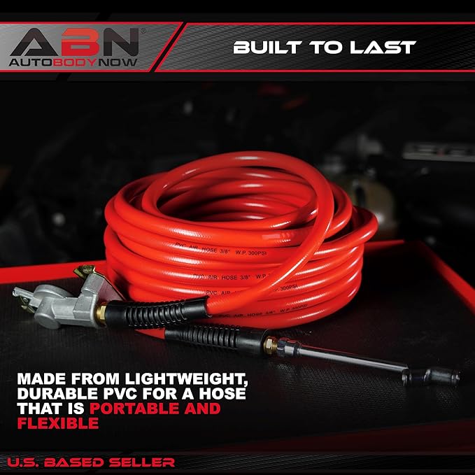 ABN 50ft Air Compressor Hose 38 Inch - 300 PSI Heavy Duty Lightweight PVC Flex Air Hose