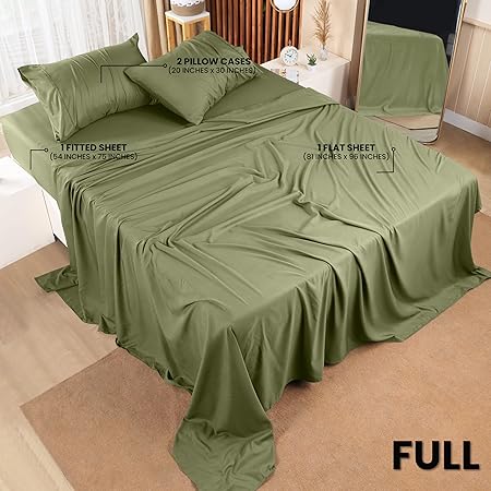 Utopia Bedding Full Bed Sheets Set - 4 Piece Bedding - Brushed Microfiber - Shrinkage and Fade Resistant - Easy Care (Full, Olive)