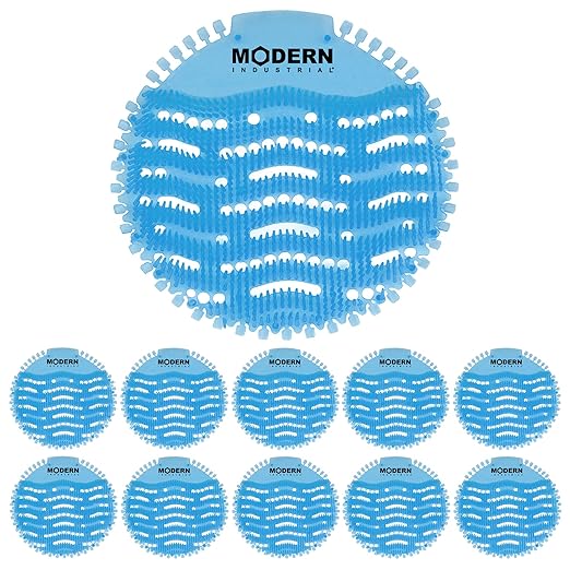 Modern Industrial Urinal Screen and Deodorizer (10-Pack) Fits Most Top Urinal Bowl at Restaurants, Offices, Schools - Urinal Screen Deodorizer - Long-Lasting Urinal Scent for Fresh, Clean Restrooms