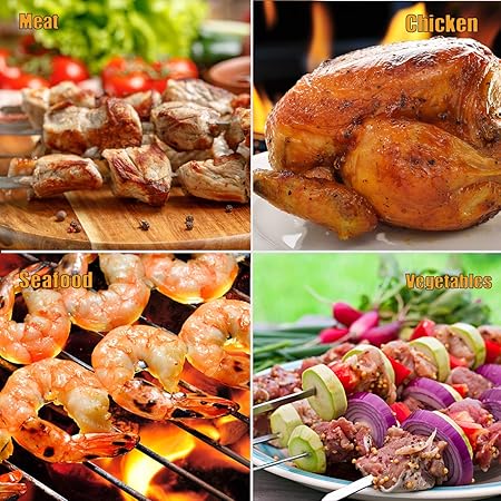 Stainless Steel BBQ Skewers - 12 Inch, 12 Pack for Kabobs, Grill Stick Set for Meat, Chicken, Shrimp, Fruit, Vegetables