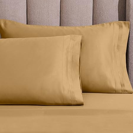 Superior 100 Egyptian Cotton 1500 Thread Count Oversized King Pillowcase Set Solid, Gold