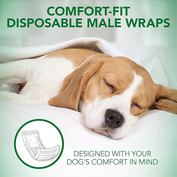 Vet's Best Vets Best Comfort Fit Disposable Male Dog Diapers Absorbent Male Wraps with Leak Proof Fit Small, 30 Count