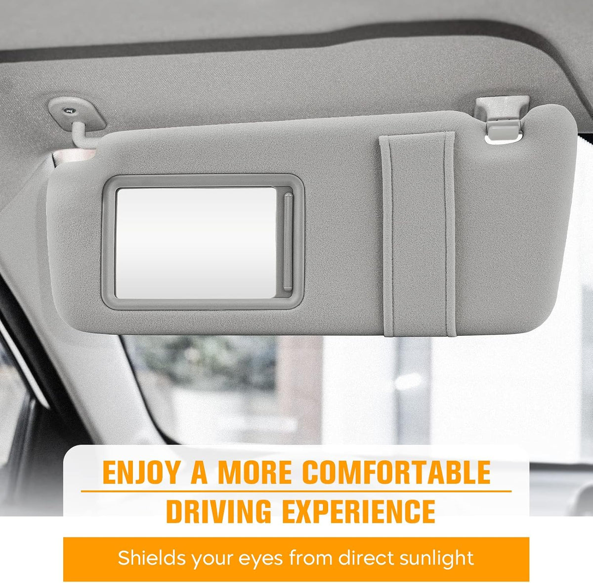 Left Driver Side Sun Visor Gray Without Sunroof for Toyota Camry 2007 2008 2009 2010 2011, Replace for 74320-06780-B0, 74320-33B81-B0