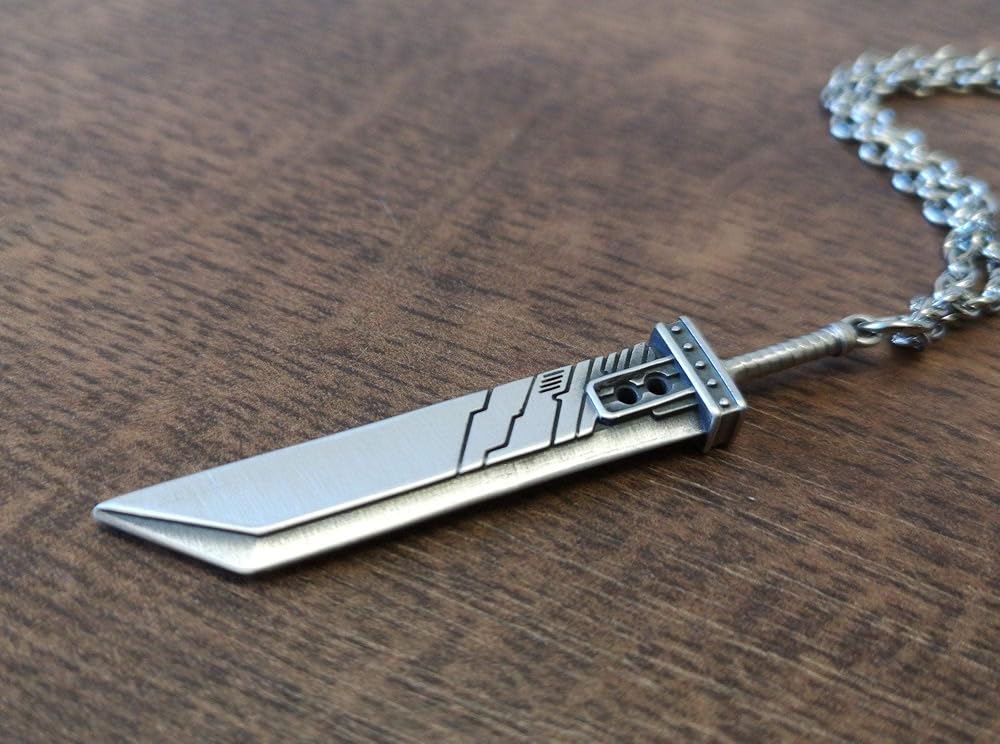 925 Sterling Silver Fantasy RPG F F VII 7 Remake Cloud Buster Sword Pendant Necklace