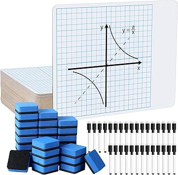 Ctosree 30 Pack Dry Erase Graph Whiteboard 11 x 14 in Lapboards with Grid Lines Portable XY Axis Board with Markers, Erasers for Student and Classroom Use Graphing and Geometry Coordinate Plane
