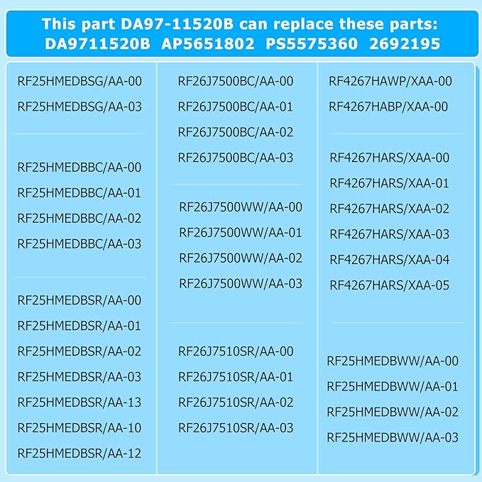 DA97-11520B DA97-11520A Refrigerator Door Bin Compatible with samsung Refrigerator Door Shelf Replacement Parts AP5651802 RF4267HARS RF4267HABP RF4267HAWP RF25HMEDBBC RF25HMEDBWW RF25HMEDBSR
