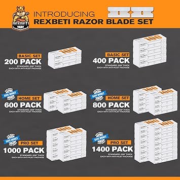 REXBETI 100PCS Single Edge Razor Blades, Industrial Razor Blades