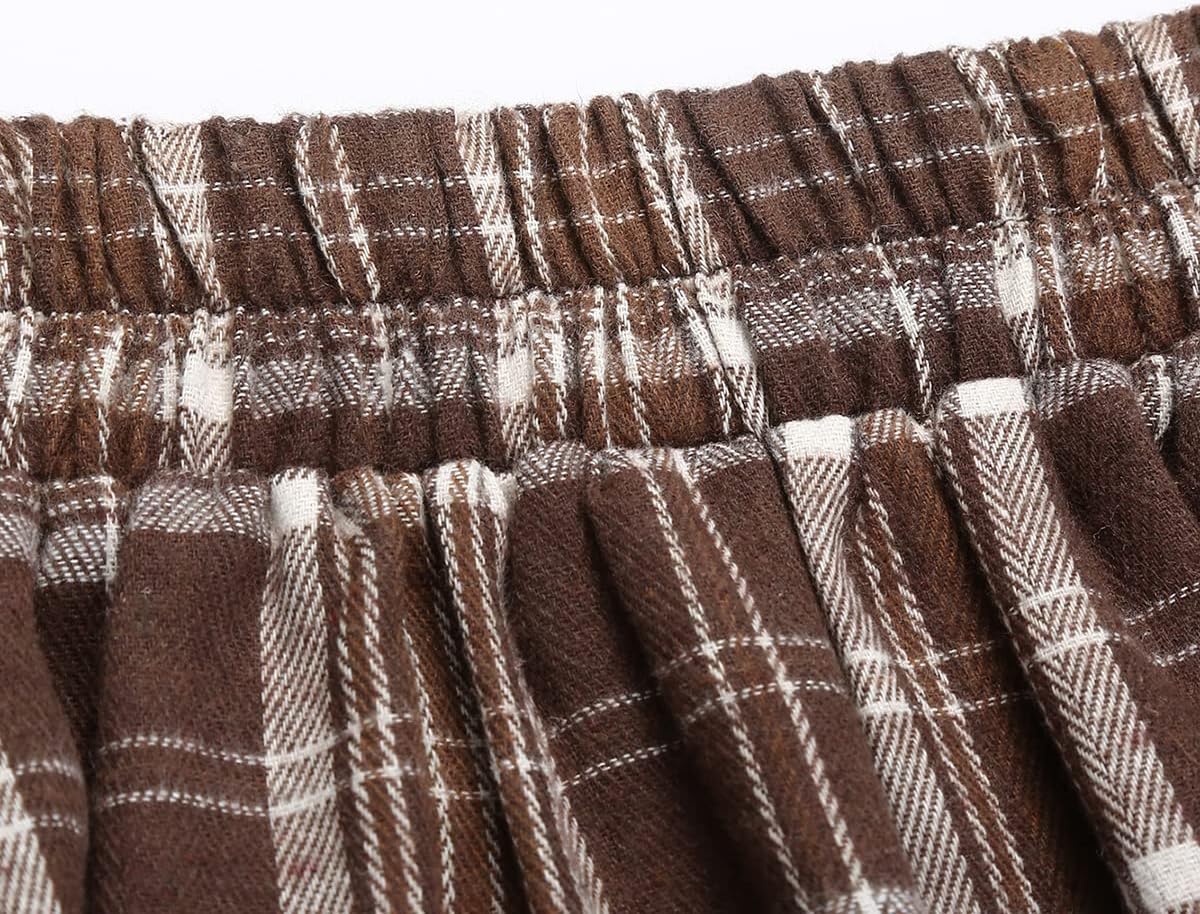 IDEALSANXUN Women's Plaid High Waist A-Line Pleated Midi Skirt