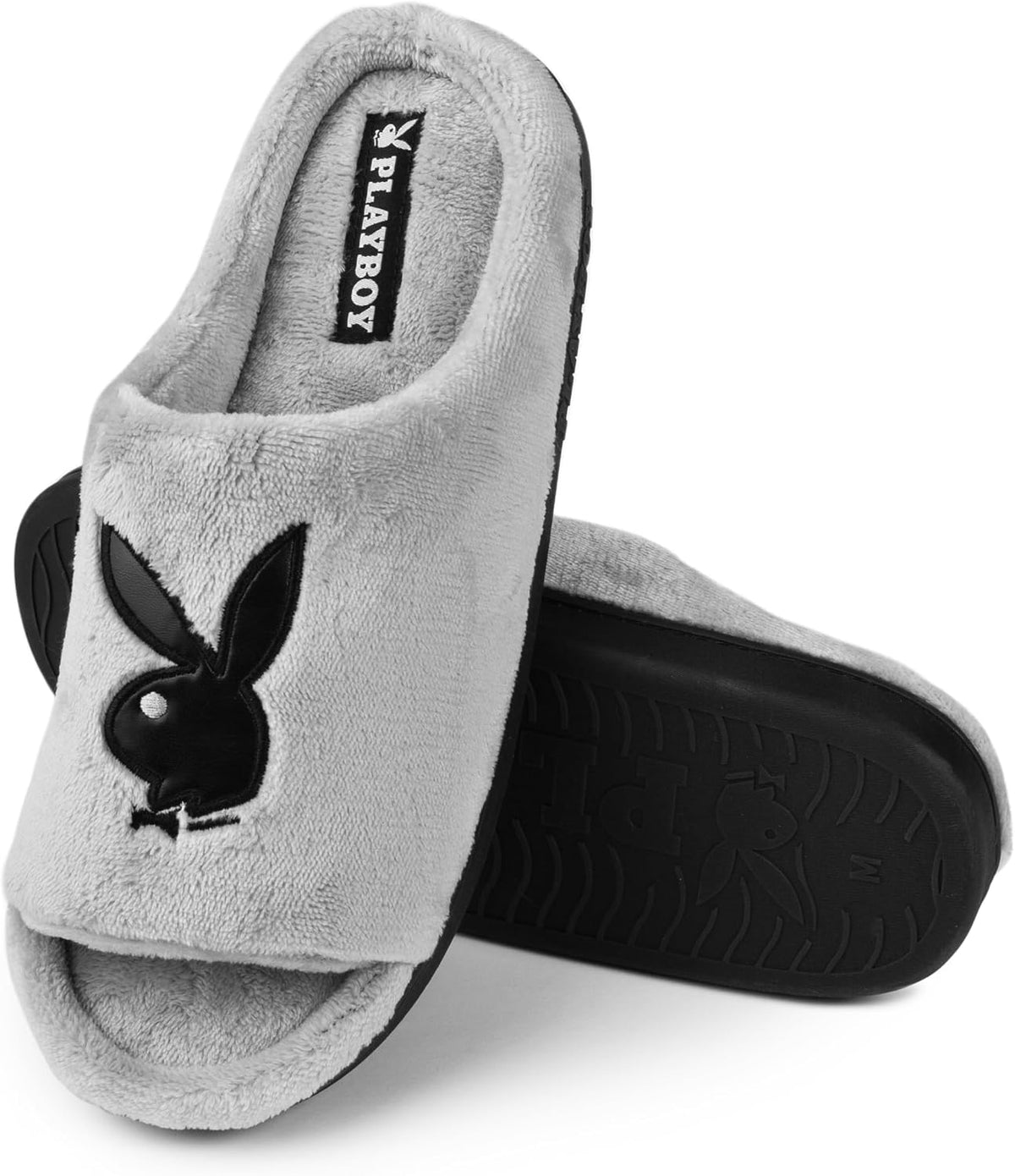 Playboy Unisex Adult Adjustable Cozy Plush Velour Memory Foam Indoor Outdoor Soled Slipper in Sizes S-xl