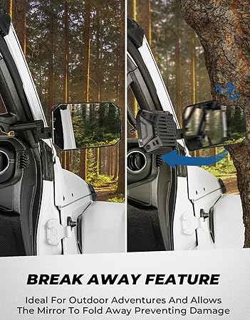 JOYTUTUS Mirrors Doors Off Compatible with Wrangler JLJLU 2018-2023 Gladiator JT, JL Side Mirrors with Ball Adapter, Wider View No Vibrate Wobble (NOT FIT 2024 Wrangler), Patented