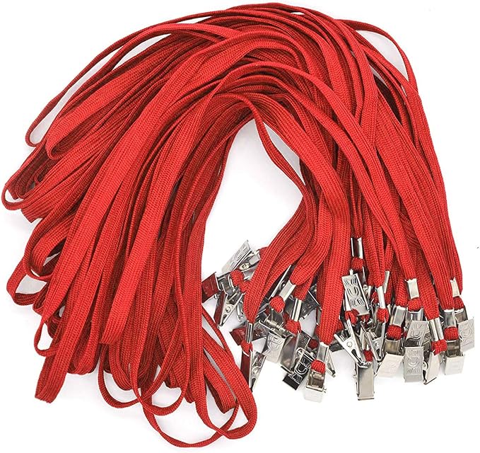 Bird Fiy Green Lanyards 100 Pack Bulk Badge Lanyards with Clip Neck Flat Lanyard with Badge Lanyard Bulldog Clip