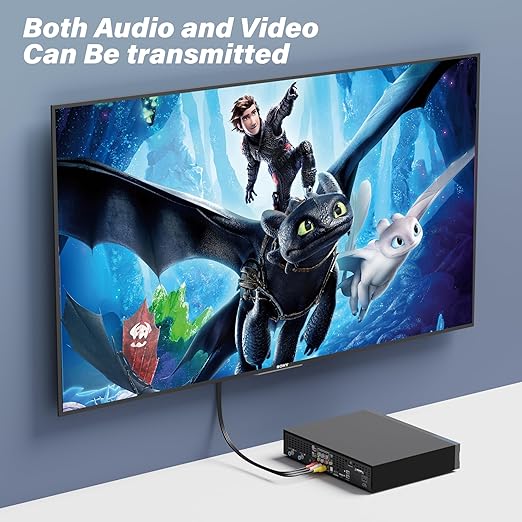 Adoreen 3 RCA Cable 4 Ft Audio Video Composite Male to Male DVD Cable, Gold-Plated Low Loss Stereo AV TV Cable Cord with Noise Reduction for VCD, Satellite,Stereo System,Home Theater AmpReceiver