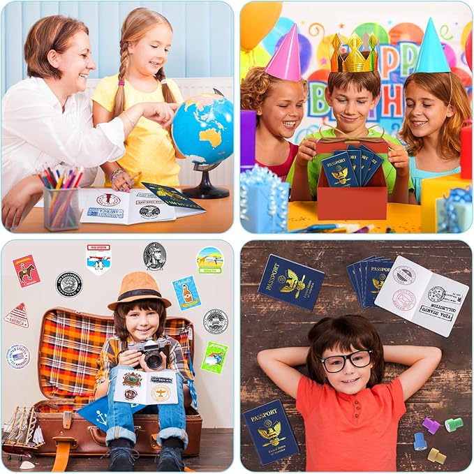 18 Pcs Blank Passport Notebook Fake Passport Books for Kids Travel Journal 4 x 5.5Inch Blank Passport Notebook World Travel Pretend Activity Classroom School Projects Theme Party Favors