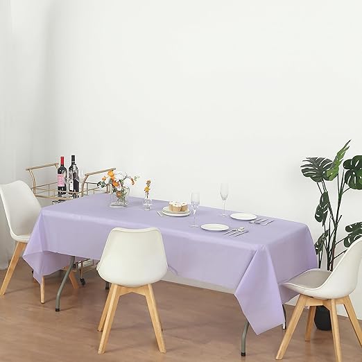 Evershine 4-Pack Heavy Duty Lavender Rectangle 54" X 108" Plastic Table Covers Tablecloth (Reusable) (Rectangle 54" x 108", Lavender)