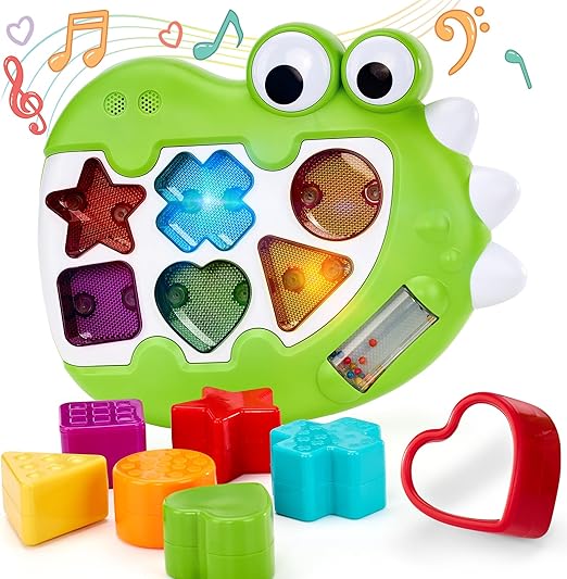 hahaland 1 Year Old Boy Toys - Light up Musical Shape Sorter - Toys for 1 Year Old Boy Birthday Gift - Montessori Learning Toddler Toys Age 1-2 - Baby Toys 12-18 Months