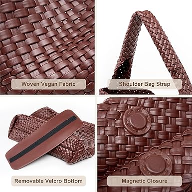 Large Woven Tote Bag for Women Weave Purse Woven Leather Handbag