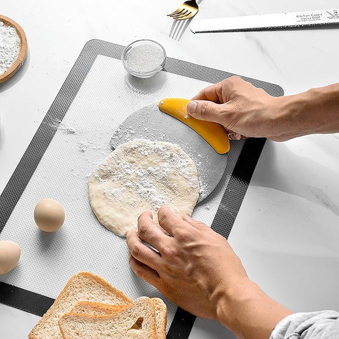 VAZZIC Stainless Steel Scraper with Graduated Dough Cutter, semi Circular Flour Cutting and Baking Tool, Thickened Dough Cutter