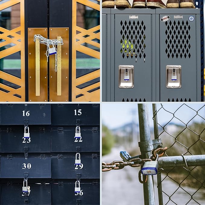 Lock Outdoor Padlocks, Laminated keyed Padlock, 1-9/16 in Wide Body, Padlock Set with Keys, Long Shackle (1Pack)