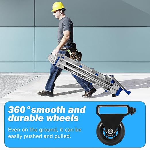 2 Pcs Telescoping Ladder Wheel -Smooth and Stable Without Slipping