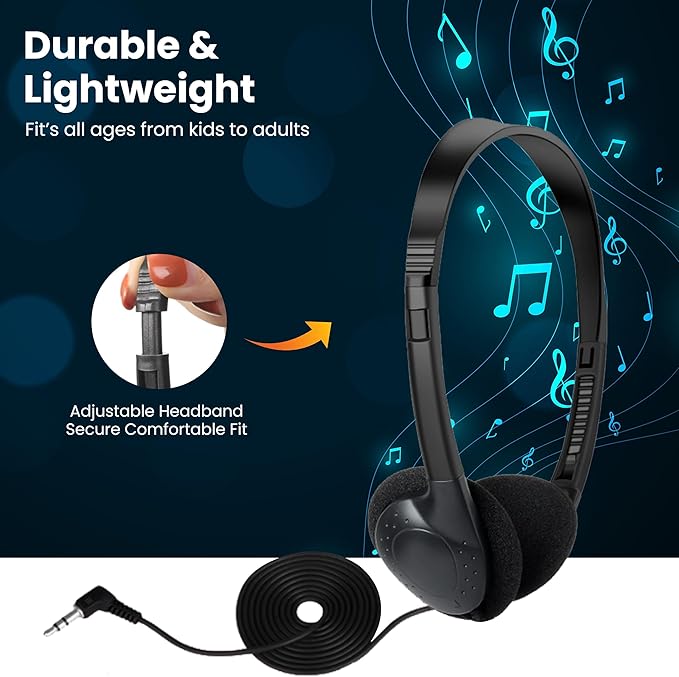 Wholesale On-Ear Headphones - Inexpensive Stereo Headphones for Students, Classroom, Library - (Foam Earpad 1 Pair)