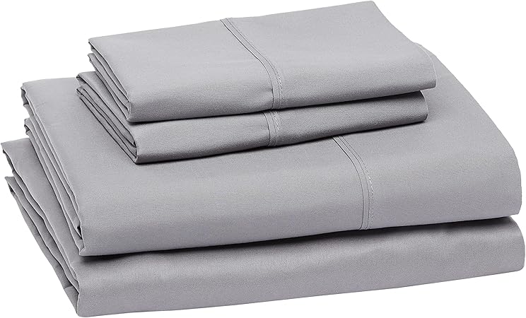 Basics Lightweight Super Soft, Wrinkle-Free Luxury Microfiber 4 Piece Bed Sheet Set with 14-Inch Deep Pockets, Full, Dark Gray, Solid