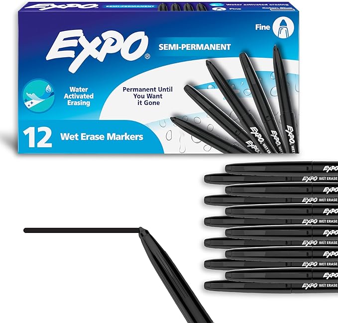 Wet Erase Fine BLACK 12 CT