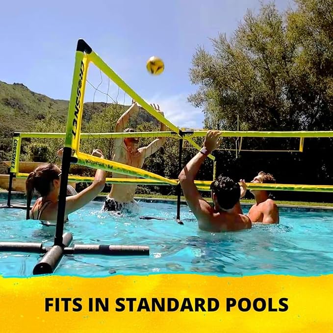 CROSSNET H2O Volleyball Pool Game for Adults and Kids - Four Square Net Pool Game - Quick Assemble Portable - Volleyball Set for Inground Pools - Perfect Pool Toys for All Families WAccessories