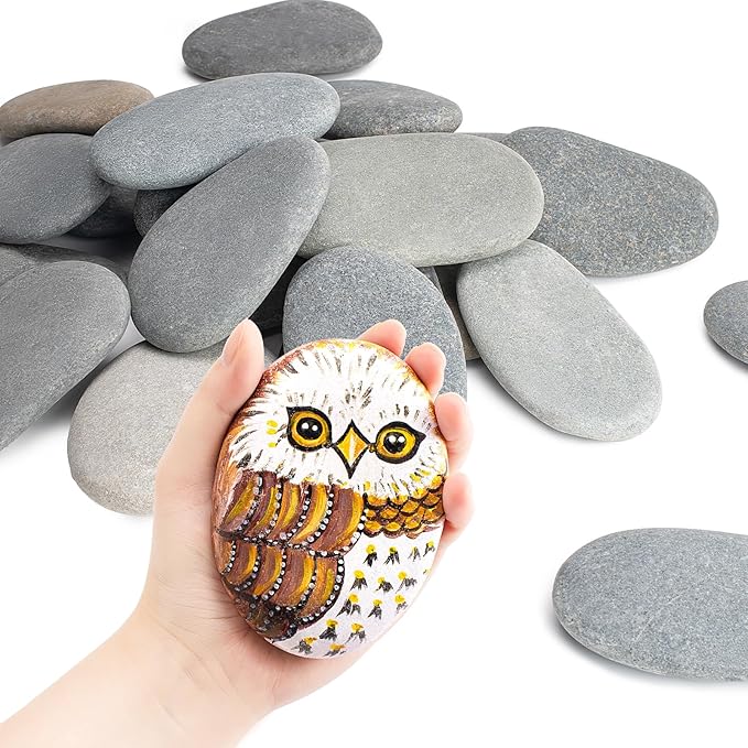 Simetufy 10 Pcs Extra Large Rocks for Painting, 4-5 Inch River Rocks Painting Stones Smooth Flat Rocks for Painting, Natural Rocks to Paint for Arts DIY Crafts Kids Painters
