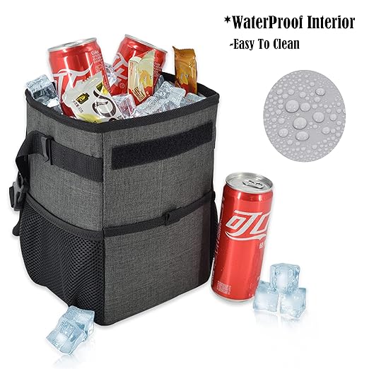 Welkinland Car Trash Can with Lid, Grey, 1.0 Cubic Inch Capacity