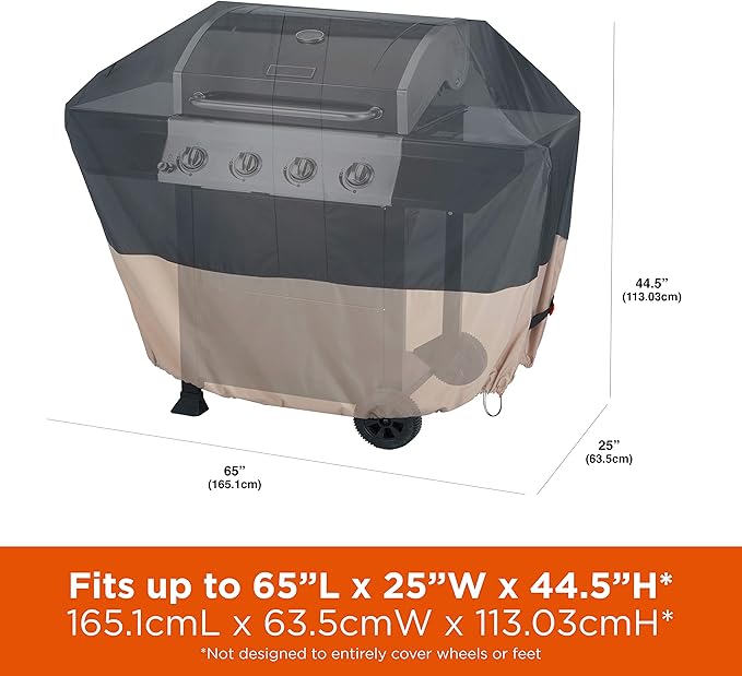 MODERN LEISURE 3019 Renaissance Ultralite Medium Size 4-Burner Grill Cover (65 inches W x 25 inches D x 44.5 inches H) Gray & Ambient