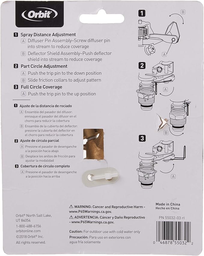 Orbit 55032 1/2" BRS Sprinkler Head, Connection, Silver and Gold