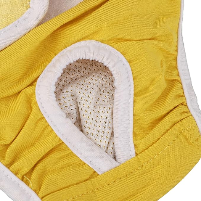 Dog Sanitary Pants, Yellow Cotton Female Dog Breathable Sanitary Pants (Yellow L)