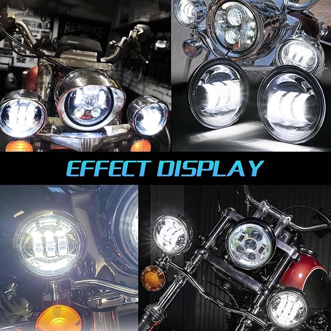 SKTYANTS 4.5 Inch LED Motorcycle fog Lights 30W Fog Lamp LED Motorcycles Passing Auxiliary Lamp Driving Light Compatible with Softail Electra Glide(Chrome)