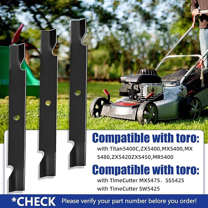 Upgrade 115-9650-03 115-2454-03 (3 Pack) Lawn Mower Blades Replace for 115-4999 115-4999-03 18-34" Mower Blade,for Toro Timecutter 54 Inch MX5400 MX5480 ZX5450 ZX5400 ZX5420 Deck Lawn Mower