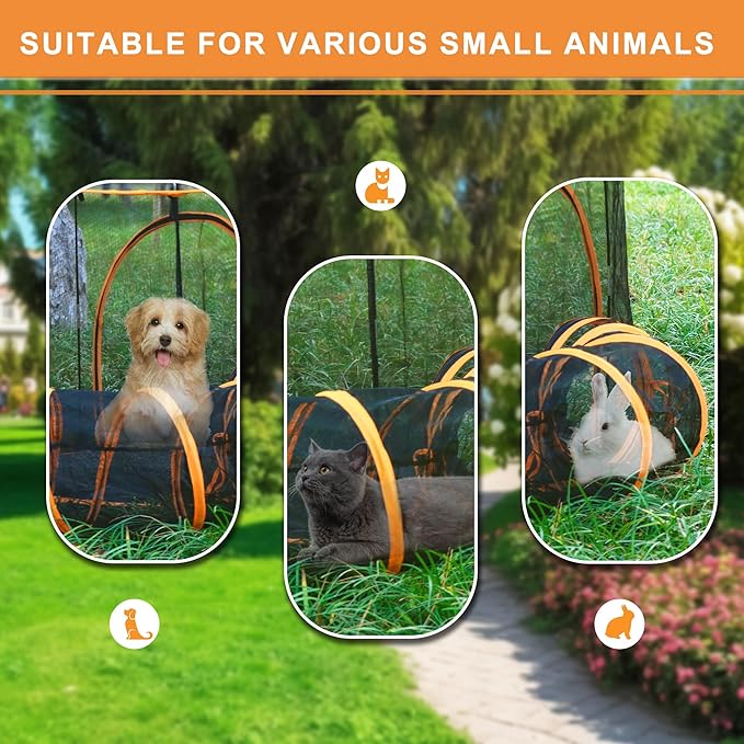 Foldable Cat Enclosure, Indoors Enclosed Playpen Tunnel Playground for Dog Run, Portable Outdoor Pet Cage for Small Animals Easy Assembly