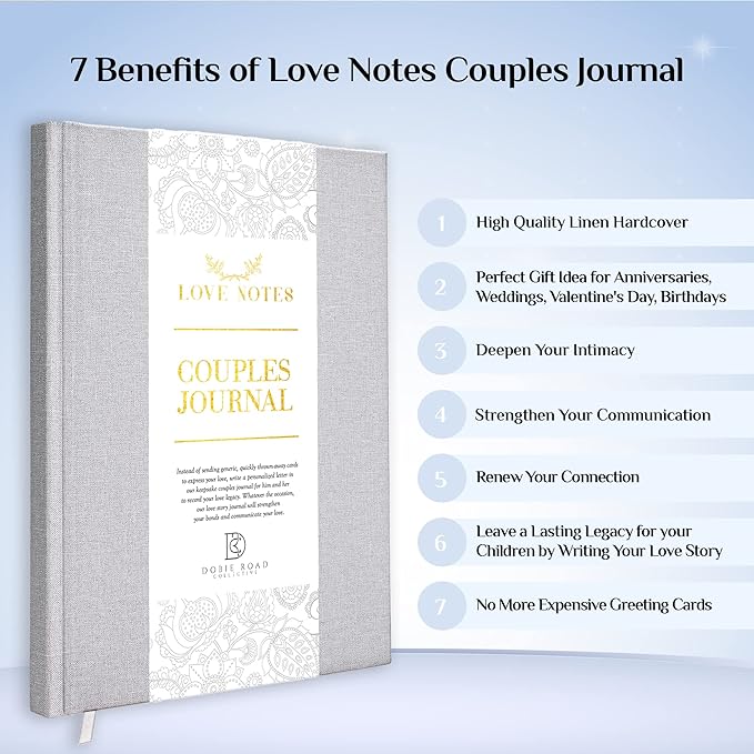 Love Notes Couples Journal For Him and Her Linen Hardcover Book To Fill Out Together Memories of Us Anniversary The Marriage Our Story Wedding Journal, Gray, DR-