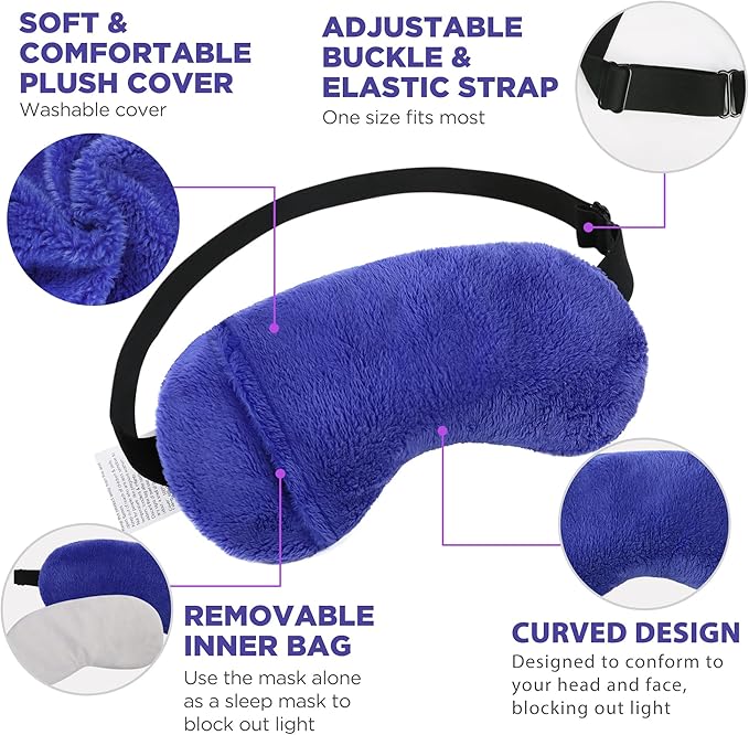 LotFancy Heated Eye Mask for Dry Eyes, Microwavable, Lavender Eye Compress Moist Heat, Cooling Eye Mask for Sleeping, Hot Cold Therapy for Stye, Puffy