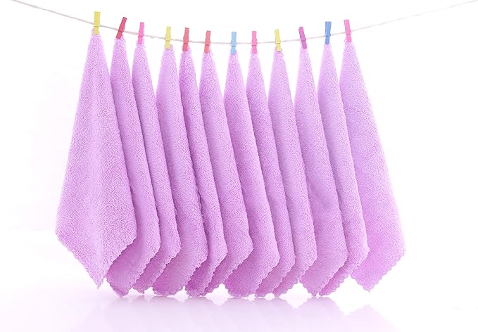 12 Pack Baby Washcloths - Extra Absorbent and Soft Wash Clothes for Newborns, Infants and Toddlers - Suitable for Baby Skin and New Born - Microfiber Coral Fleece 12x12 Inches, Violet Purple