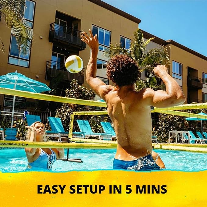 CROSSNET H2O Volleyball Pool Game for Adults and Kids - Four Square Net Pool Game - Quick Assemble Portable - Volleyball Set for Inground Pools - Perfect Pool Toys for All Families WAccessories